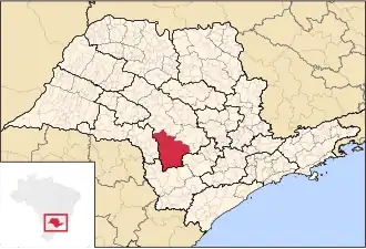 Ligging van de Braziliaanse microregio Avaré in São Paulo