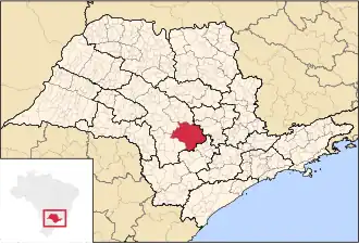 Ligging van de Braziliaanse microregio Botucatu in São Paulo