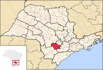 Ligging van de Braziliaanse microregio Itapetininga in São Paulo