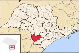 Ligging van de Braziliaanse microregio Itapeva in São Paulo