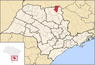 Ligging van de Braziliaanse microregio Ituverava in São Paulo