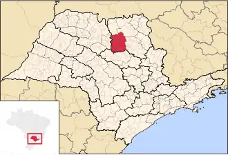 Ligging van de Braziliaanse microregio Jaboticabal in São Paulo