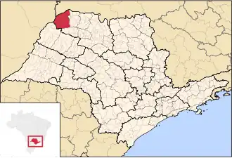 Ligging van de Braziliaanse microregio Jales in São Paulo