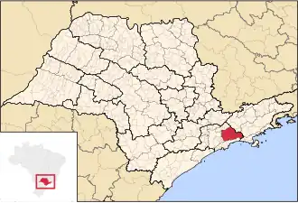 Ligging van de Braziliaanse microregio Mogi das Cruzes in São Paulo