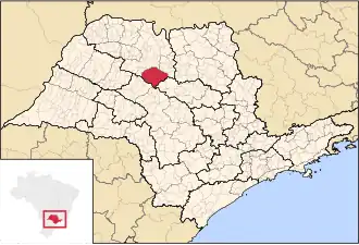 Ligging van de Braziliaanse microregio Novo Horizonte in São Paulo