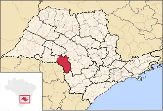 Ligging van de Braziliaanse microregio Ourinhos in São Paulo