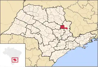 Ligging van de Braziliaanse microregio Pirassununga in São Paulo