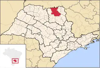 Ligging van de Braziliaanse microregio São Joaquim da Barra in São Paulo