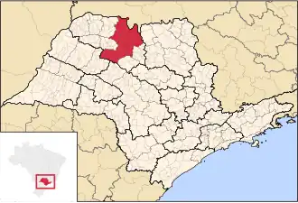 Ligging van de Braziliaanse microregio São José do Rio Preto in São Paulo