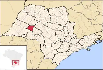 Ligging van de Braziliaanse microregio Tupã in São Paulo