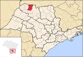 Ligging van de Braziliaanse microregio Votuporanga in São Paulo