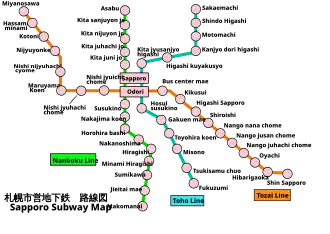 Metrokaart van Sapporo