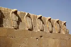 Rij met uraeusen in de dodentempel van Djoser.