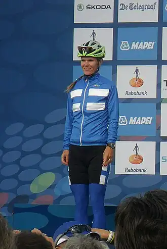 Sari Saarelainen op het WK 2012 in Valkenburg.