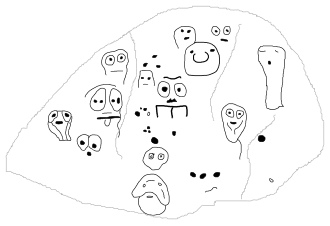 Petroglief van Montravail op Martinique; waarschijnlijk midden- tot laat-Cedros-Saladoïde