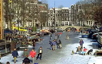 IJspret op de bevroren Keizersgracht