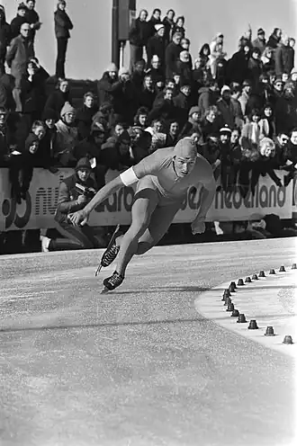 Jos Valentijn bij het WK sprint in 1977.