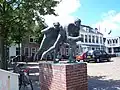 "Schaatsers" op de Turfmarkt bij de brug