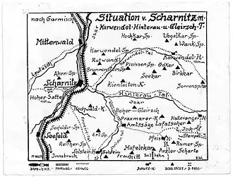 Gemeentegebied van Scharnitz rond 1900