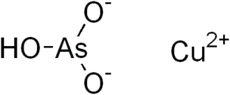 Structuurformule van koperwaterstofarseniet