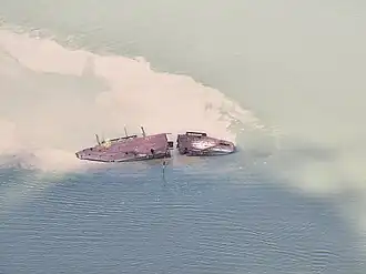 Het wrak van de Goslar in de Surinamerivier, 2023