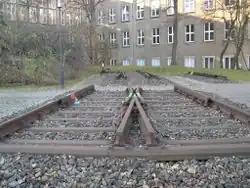 Opengewerkt wissel waarin de verschillende spoorstaven duidelijk te herkennen zijn. Technische Universiteit Dresden, Duitsland.