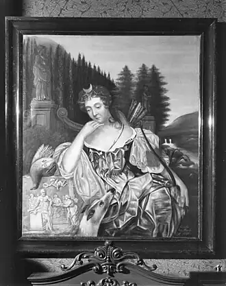 Jonge vrouw als Diana in een landschap (1686), Vrouwenhuis in Zwolle