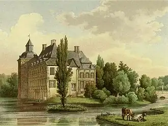 Kasteel Hovestadt (prent van omstreeks 1860)