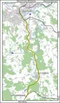 Trajectkaart spoorlijn Schnabelwaid-Bayreuth