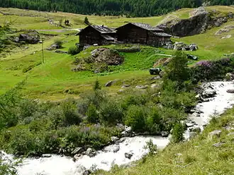 Schnalser Bach met boerderij Köflhöfen