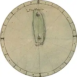 Kerk van Ens op een kaart omstreeks 1600