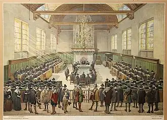 Schoolplaat van de synode van Dordrecht uit 1910-1911