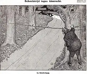 Schoolstrijd tegen kiesrecht. In hinderlaag, 1915
