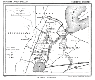 Kaart van de gemeente Schoten rond 1870