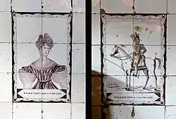 Tegels met de afbeeldingen van Willem II en Anna Paulowna