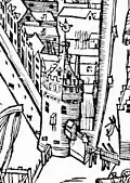 Schreierstoren met brug volgens Cornelis Anthonisz. in 1544