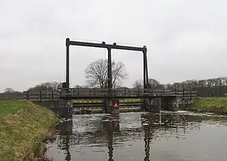 De monumentale schuifstuw in de Berkel bij Warnsveld (ten oosten van Zutphen).
