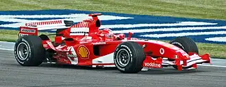 Michael Schumacher tijdens de omstreden grand prix in Indianapolis