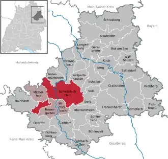 Kaart van Schwäbisch Hall