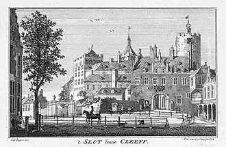 Zwanenburcht overzicht ingangszijde. 1758, Jan de Beijer