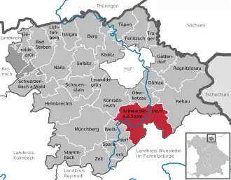 Kaart van Schwarzenbach an der Saale