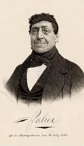 Een gelithografeerd portret van Hendrik Palier rond 1850, gemaakt door Joannes Ferdinandus Demelinne II.