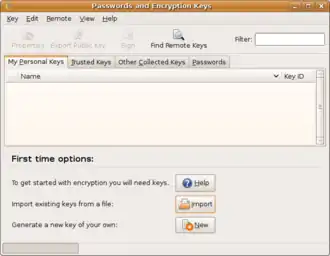 Seahorse, een grafische gebruikersomgeving voor GNU Privacy Guard