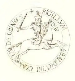 Het zegel van graaf Boudewijn III van Guînes.