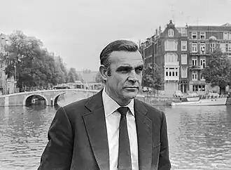 Opnamen in Amsterdam, Sean Connery bij de Amstel.
