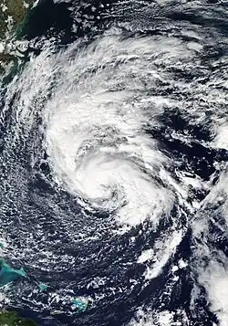 Foto of weerkaart van orkaan