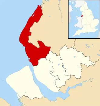 Kaart van Metropolitan Borough of Sefton