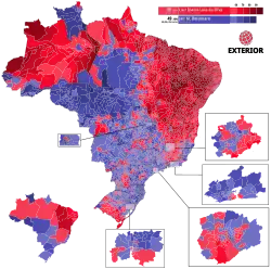 Uitslag tweede ronde per gemeente Ingezoomd op de metropolen van Brasilia, Belo Horizonte, Rio de Janeiro, São Paulo en Porto Alegre