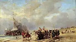 Heren aan het strand van Scheveningen, 1860