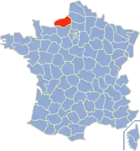 Kaart van Frankrijk met het departement Seine-Maritime